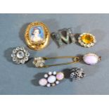 A Paste Set Brooch together with seven other brooches