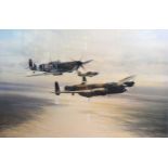 After Robert Taylor 'Memorial Flight' signed by the pilots in pencil 43 x 60 cms together with