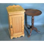 An Edwardian Satinwood Bedside Cupboard together with a 19th Century mahogany pedestal table