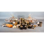 A Pair Of Silver Plated Entree Dishes And Covers together with other items of silver plate to