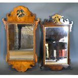 A Mahogany Chippendale Style Wall Mirror with gilded eagle cresting 79 x 43 cms together with