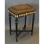 A 19th Century French burr walnut, ebonised, gilt metal and porcelain mounted jardiniere, with