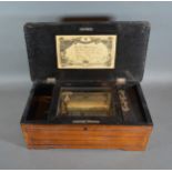 A 19th Century Swiss music box, within an inlaid case, playing six air, 35cms long