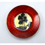 A 925 Silver And Enamel Decorated Small Dish, 8cms diameter