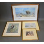 David Shepard ' The Welcome Storm ' coloured print signed on pencil together with three other signed