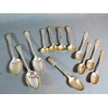 Four Victorian Silver Mustard Spoons together with four silver teaspoons and four other silver