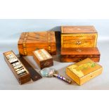 A 19th Century Walnut Mother Of Pearl Inlaid Tea Caddy together with various other similar boxes,