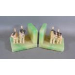 A pair of Art Deco bookends mounted with Fox Terrier
