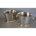 A pair of oval Champagne coolers with side ring handles, 25cms tall