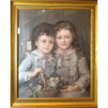 Late 19th/Early 20th Century Continental School 'Study Of Two Girls With A Basket Of Flowers'