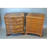 A Mahogany Three Drawer Chest together with a 20th Century mahogany serpentine four drawer chest