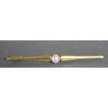 A 14ct. Gold Pearl Set Bar Brooch 3 gms.