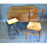 A Regency Mahogany Pembroke Table together with a side chair and a work table