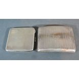 A Birmingham Silver Heavy Cigarette Case of curved form together with another similar silver
