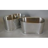 A pair of oval Champagne coolers, each inscribed Bollinger, 34cms X 20cms