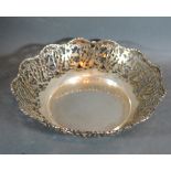 An 800 Mark Silver Fruit Bowl of pierced shaped form 9 ozs. 23 cms diameter