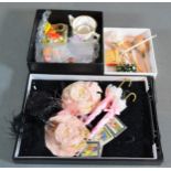 A collection of dolls house items to include a carpet sweeper