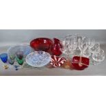 A collection of glassware to include a Stuart glass drinking set