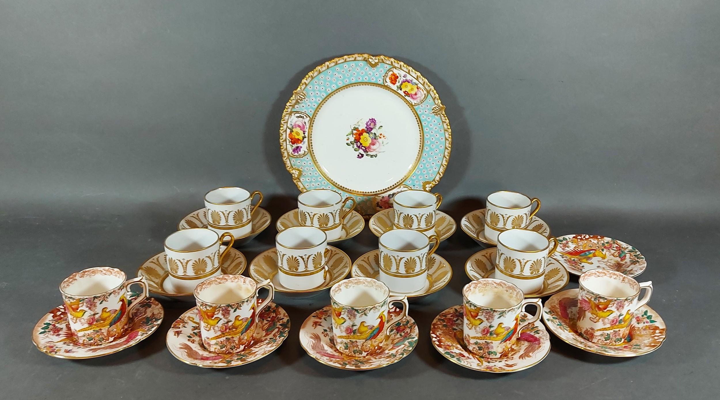 Five Royal Crown Derby coffee cups woth six saucers together with another coffee service and a