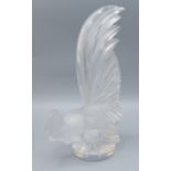 A Lalique Crystal Glass Coq Nain Bantam Rooster Car Mascot, singed to base, 21cm high