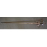 A steel bladed sword with basket hilt, 100cm blade length