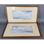 Ernest T. Potter, Incoming Tide and Near The Shore a pair of watercolours, 13cms x 27cms
