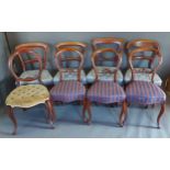 A Set of Three Victorian Balloon Back Chairs, together with five other similar dining chairs