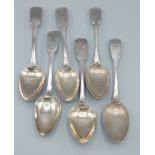 A set of four George IV Irish silver desert spoons, Dublin 1828 together with two other Silver