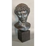 A Patinated bust, winning Athlete, Benevento, from Musee Du Louvre, 46cms tall