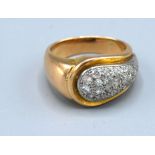 An 18ct. Yellow Gold Diamond Ring of shaped form, 9.2gms. ring size L
