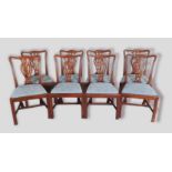 A Set Of Eight Mahogany Chippendale Style Dining Chairs each with a shaped pierced splat back