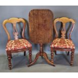 A pair of Victorian mahogany side chairs together with a 19th century mahogany pedestal table