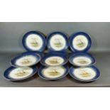 A set of twelve Wedgewood Imperial Porcelain cabinet plates, each hand painted with Pheasants