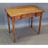 An early oak side table, with a low gallery above a concave frieze drawer, raised upon square