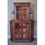 A 19th Century French credenza cabinet, the glazed top inlaid with Lapis Lazuli panels above two