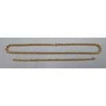 A 9ct gold linked neck chain of rope twist form together with a matching bracelet, 11.7 grams