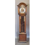 An oak longcase clock, the brass dial with silvered chapter ring, Strike silent dial with chime,