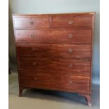 A 19th century mahogany large chest, the reeded top above two short and four long drawers with