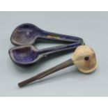 An English Meerschaum pipe in the form of a Woodcocks head and beak within fitted case by F. Edwards