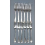 A set of twelve Victorian silver dessert forks, London 1889 makers Wakely & Wheeler (James