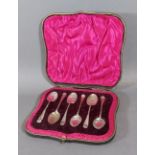 A set of six London silver teaspoons in fitted case