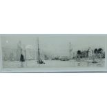 William Lionel Wyllie, sailing ships off Cowes, etching signed in pencil, 13cms x 19cms