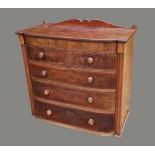 A 19th Century bow fronted chest of two short and three long drawers, 111cms wide, 53cms deep and