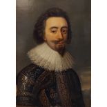 19th Century English school in the 17th Century style, portrait of Charles I wearing armour and with