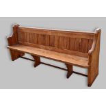 A pitch pine Church pew, 209cms long