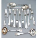 A part canteen of Victorian silver cutlery comprising of six table forks, six dessert forks, two