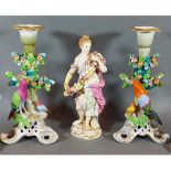 A Meissen porcelain model in the form of a classical lady, 20cms talltogether with a pair of