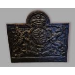 A cast iron fire back bearing crest, 72cms x 64cms