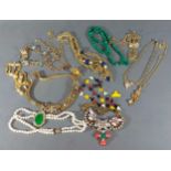 A necklace by Miriam Haskell, together with a collection of other designer jewellery to include Joan