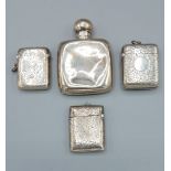 A Chester silver engraved Vesta case together with two other silver Vesta cases and a Chester silver